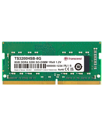 TRANSCEND SODIMM DDR4 8GB 3200MHz 1Rx8 1Gx8 CL22 1.2V