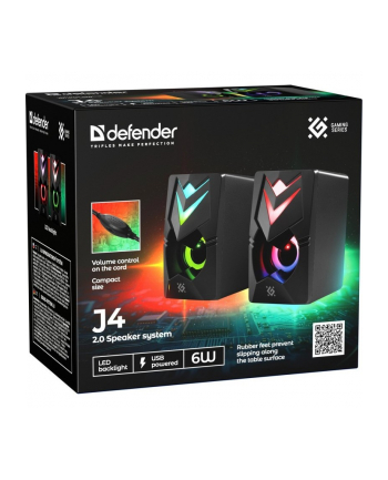 defender Głośniki komputerowe J4 2.0 6W LED USB Czarne nr 1