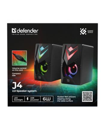 defender Głośniki komputerowe J4 2.0 6W LED USB Czarne nr 2
