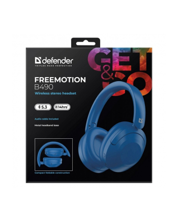 defender Słuchawki bezprzewodowe nauszne FREEMOTION B490 Niebieskie nr 2