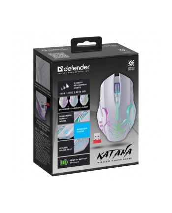 defender Mysz gamingowa bezprzewodowa KATANA RF 3200DPI 7P Biała nr 1