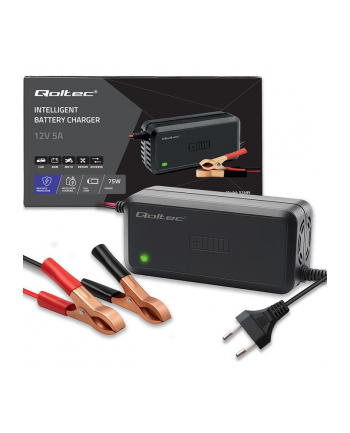 qoltec Mikroprocesorowa ładowarka 12V | 5A | prostownik do akumulatora  AGM GEL SLA | 6-stopniowe ładowanie