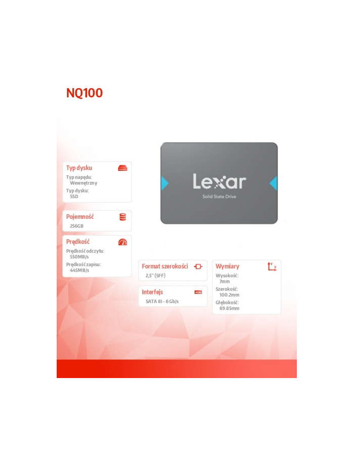 lexar Dysk SSD NQ100 256GB SATA3 2.5' 550/445MB/s główny