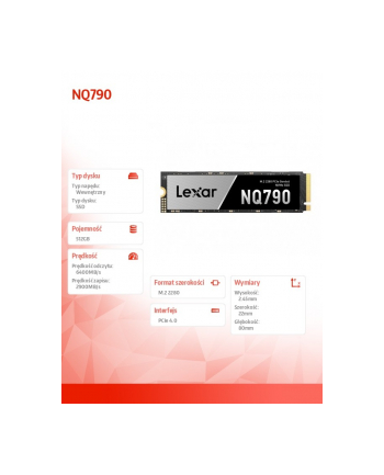 lexar Dysk SSD NQ790 512MB NVMe 4x4 2280 6400/2900MB/s nr 2