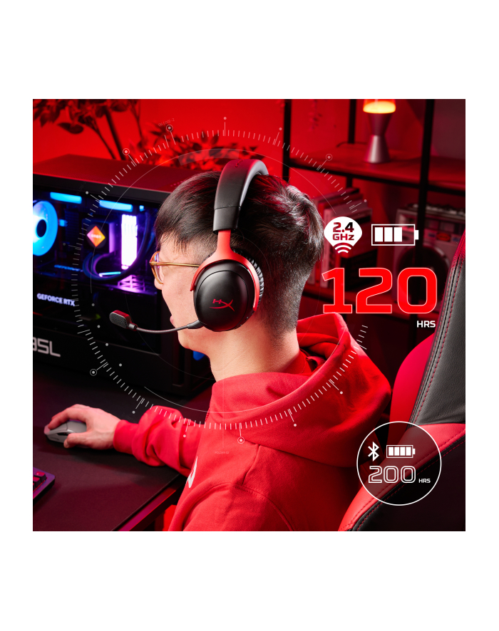 Słuchawki HyperX Cloud III S bezprzewodowe czarny-czerwony Gaming A59Z0AA główny