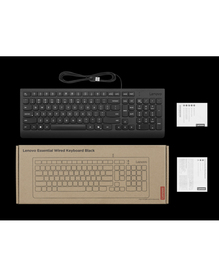 lenovo Klawiatura przewodowa Essential czarna US English 4Y41R64633 główny