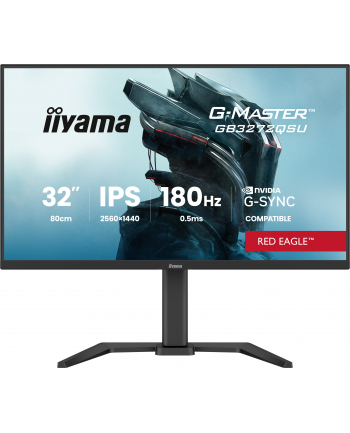 iiyama Monitor 31.5 cala GB3272QSU-B1 QHD,IPS,180Hz,2xHDMI,DP,400CD,          2xUSB 3.2 , 2xUSB-C,G-SYNC Compatible, 2x5W, , HAS 150