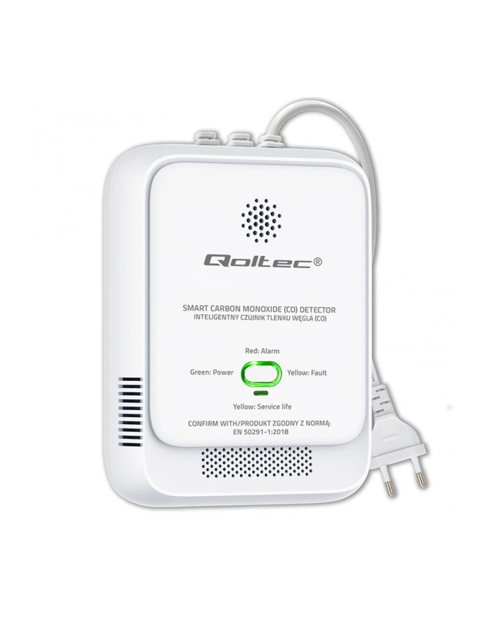 qoltec Czujnik tlenku węgla (czadu) | detektor CO | alarm 85dB | LED główny