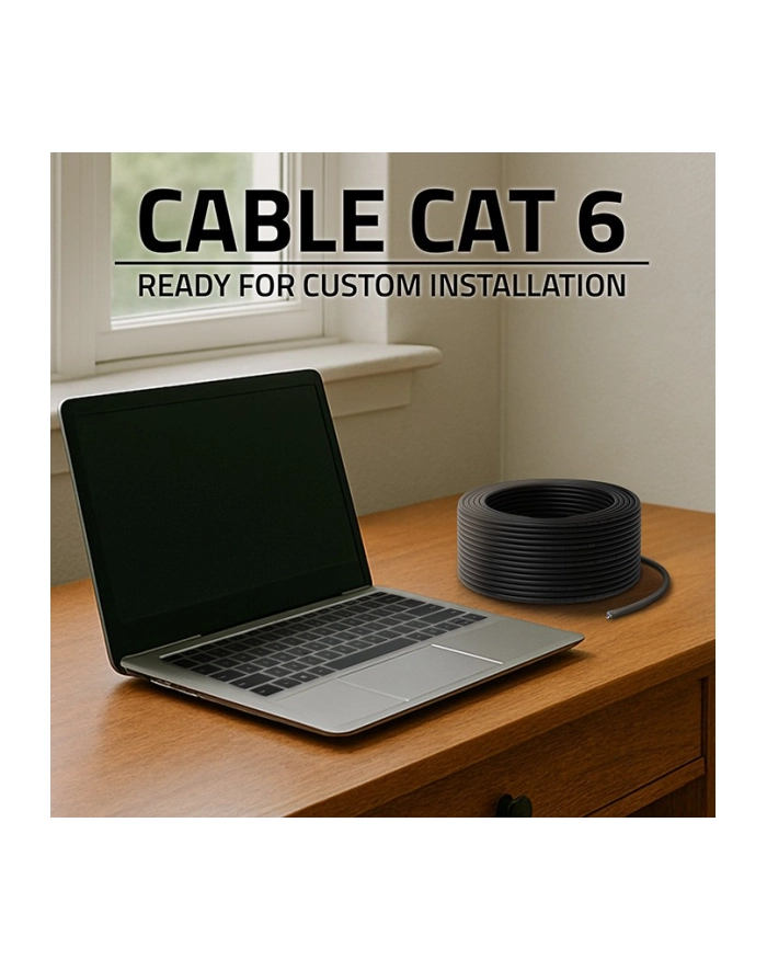 Kabel sieciowy Qoltec Patchcoed skrętka UTP | CAT6 | High speed 1Gb/s | LAN | 50m | Czarny główny