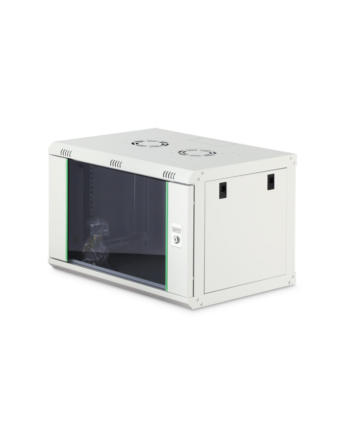 Szafa sieciowa wisząca jednosekcyjna DIGITUS Dynamic 19'' 7U, 600x450, drzwi szyba, szary, niezmontowana, 60kg główny
