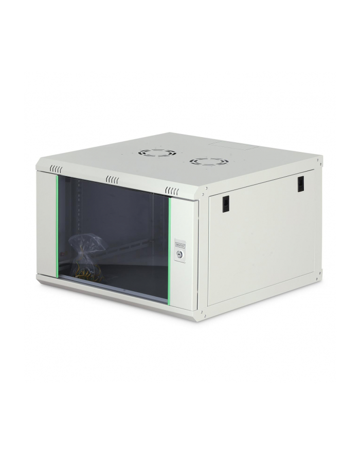 Szafa sieciowa wisząca jednosekcyjna DIGITUS Dynamic 19'' 7U, 600x600, drzwi szyba, szary, niezmontowana, 60kg główny