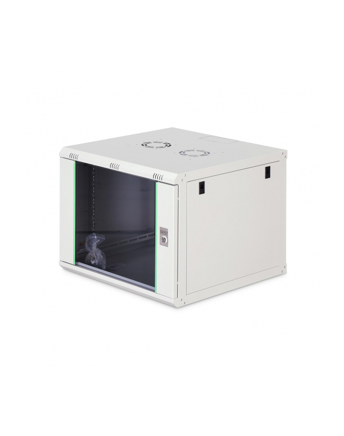Szafa sieciowa wisząca jednosekcyjna DIGITUS Dynamic 19'' 9U, 600x600, drzwi szyba, szary, niezmontowana, 60kg główny