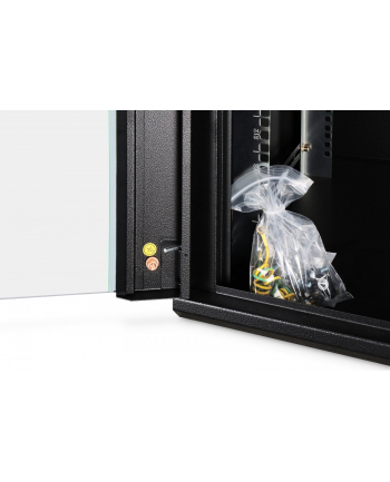 Szafa sieciowa wisząca jednosekcyjna DIGITUS Dynamic 19'' 12U, 600x600, drzwi szyba, czarny, niezmontowana, 60kg