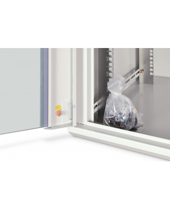 Szafa sieciowa wisząca jednosekcyjna DIGITUS Dynamic 19'' 16U, 600x600, drzwi szyba, szary, niezmontowana, 60kg