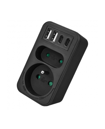 Gniazdko prądowe x2 + 4xUSB Maclean, rozgałęźnik z 2 gniazdami, 2xUSB A, 2xUSB C PD 20W, 1x16A + 1x6A, MCE249 F/B