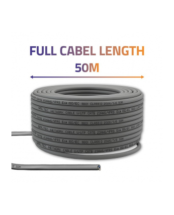 Kabel sieciowy Qoltec Patchcord skrętka UTP | Miedziany Cu | CAT6 | High speed 1Gb/s | LAN | 50m | Szary nr 2