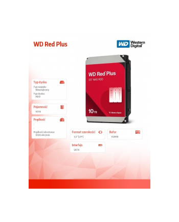 western digital Dysk HDD Red Plus 10TB 3,5'' 512MB/7200RPM WD100EFGX