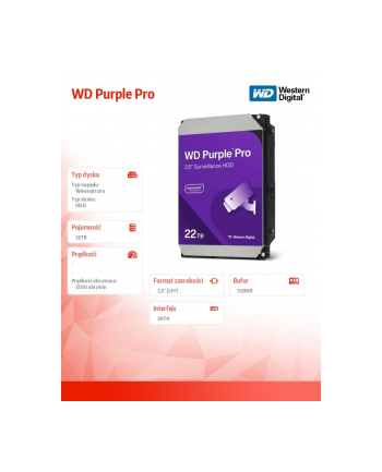 western digital Dysk HDD Purple Pro 22TB 3,5' WD221PURP