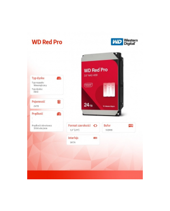 western digital Dysk HDD Red Pro 24TB 3,5'' 512MB/7200rpm WD241KFGX