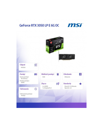 msi Karta graficzna GeForce RTX 3050 LP E 6G OC nr 1