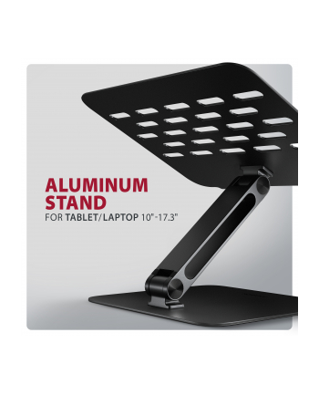 axagon STND-LQB Podstawka do laptopów aluminiowa 10-17,3 cala regulowane kąty nachylenia, Czarna