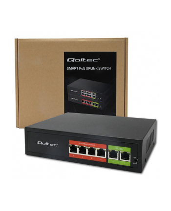 qoltec Przełącznik sieciowy SWITCH FAST Ethernet PoE | 4x RJ45 |  2x    RJ45 Uplink | 65W | 10/100Mb/s nr 2