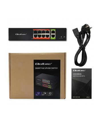 qoltec Przełącznik sieciowy SWITCH FAST Ethernet PoE | 8x RJ45 |  2x RJ45 Uplink | 120W | 10/100 Mb/s nr 1