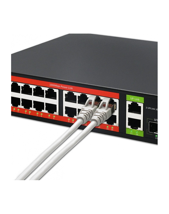 qoltec Przełącznik sieciowy SWITCH Gigabit Ethernet PoE | 16x RJ45 | 2x RJ45 Uplink | 2x SFP | 1000 Mb/s główny