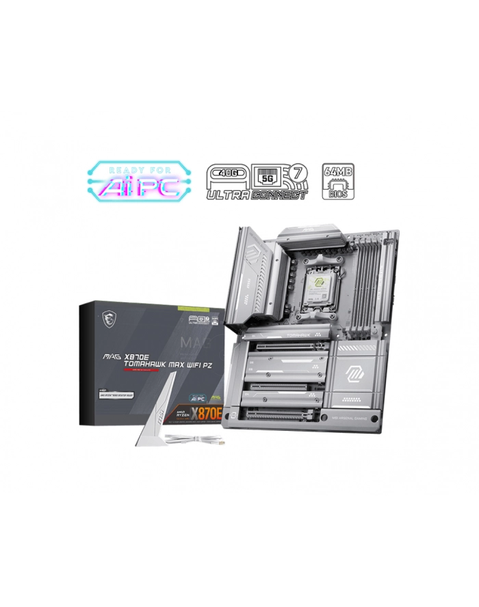 Płyta MSI MAG X870E TOMAHAWK MAX WIFI PZ /AMD X870/DDR5/SATA3/M.2/USB4/WiFi/BT/PCIe5.0/AM5/ATX główny