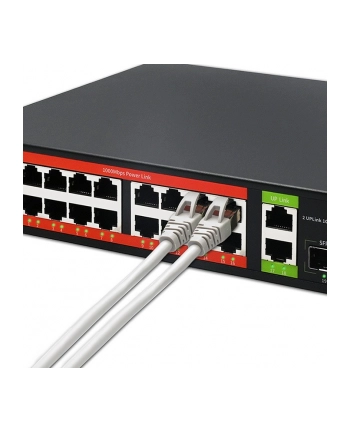 qoltec Przełącznik sieciowy SWITCH Gigabit Ethernet PoE | 16x RJ45 | 2x RJ45 Uplink | 2x SFP | 1000 Mb/s