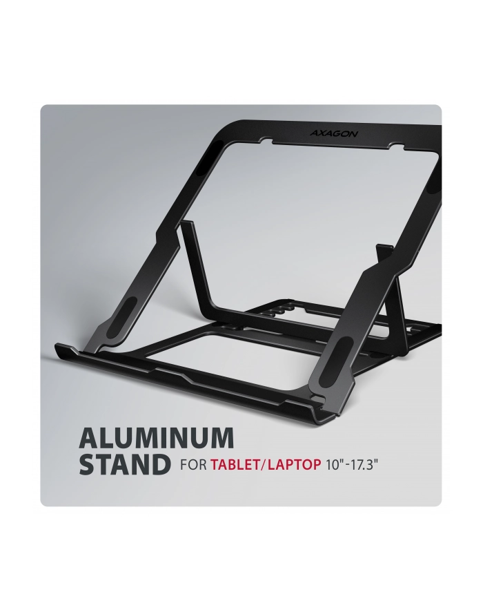 axagon STND-LAB Podstawa do laptopów aluminiowa 10-17,3 cala 8 regulowanych pozycji, Czarna główny