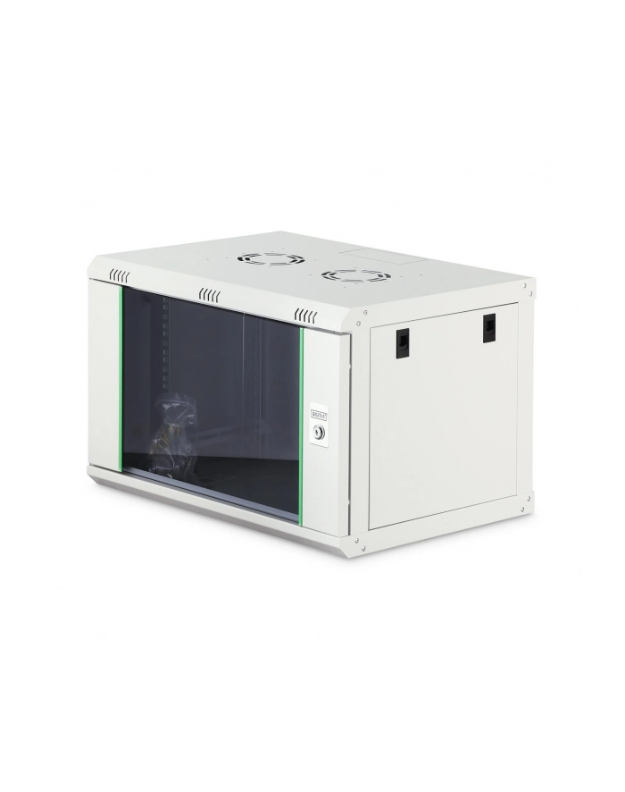 Szafa sieciowa wisząca jednosekcyjna DIGITUS Dynamic 19'' 7U, 600x450, drzwi szyba, szary, niezmontowana, 60kg główny