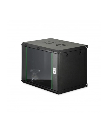 Szafa sieciowa wisząca jednosekcyjna DIGITUS Dynamic 19'' 9U, 600x450, drzwi szyba, czarny, niezmontowana, 60kg