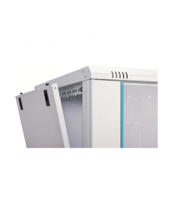 Szafa sieciowa wisząca jednosekcyjna DIGITUS Dynamic 19'' 9U, 600x600, drzwi szyba, szary, niezmontowana, 60kg