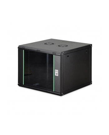 Szafa sieciowa wisząca jednosekcyjna DIGITUS Dynamic 19'' 9U, 600x600, drzwi szyba, czarny, niezmontowana, 60kg