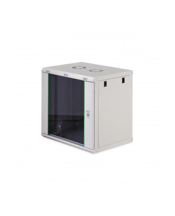 Szafa sieciowa wisząca jednosekcyjna DIGITUS Dynamic 19'' 12U, 600x450, drzwi szyba, szary, niezmontowana, 60kg