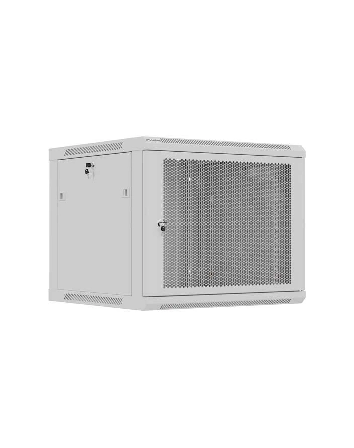 Szafa instalacyjna Rack 19'' Lanberg 9U 600x600 wisząca szara drzwi perforowane (flat pack) główny