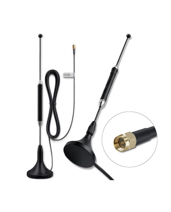 qoltec Antena 4G LTE z podstawą magnetyczną | 5dBi | dookólna |   wewnętrzna | 600-2700 MHz | SMA | 3m
