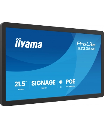 iiyama Monitor 21.5 cala ProLite S2225AS-B1 IPS,FHD,A14,24/7,RJ45,500cd2, USB-C,2x5W,iiSignage, WI-FI