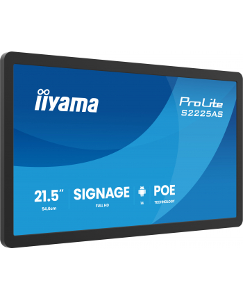 iiyama Monitor 21.5 cala ProLite S2225AS-B1 IPS,FHD,A14,24/7,RJ45,500cd2, USB-C,2x5W,iiSignage, WI-FI