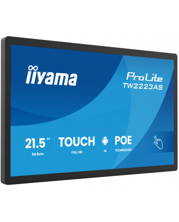 iiyama Monitor 21.5 cala ProLite TW2223AS-B3P POJ.10PKT.24/7,ANDROID14, 450 cd/m2,   USB-C, 2x2W, RJ45, 3xUSB, iiSignage