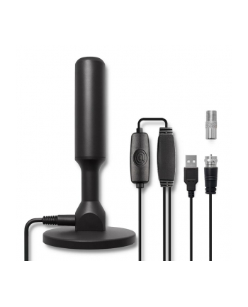 qoltec Wewnętrzna Antena TV DVB-T2 ze wzmacniaczem sygnału i magnetyczną podstawą | 4K | 28dBi | 5m