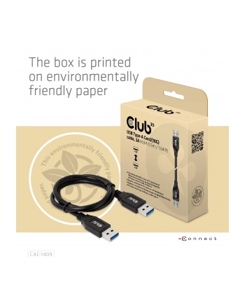 Club3D cac-1409 usb usb 3.2 gen 2 (3.1 gen 2) 0,5 m usb a czarny (55624591)