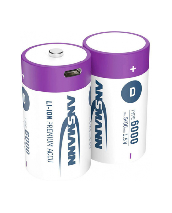 Ansmann Akumulator D R20 Lr20 Usb C Li Ion 6000 Mah 1.5 V 2szt. LR20USBC nr 2