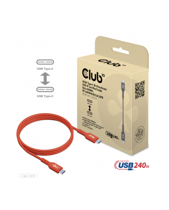 Club 3D Kabel Usb Club3D 2 Typ C Pd 240W / 480Mb 4M St/St Retail
