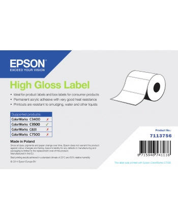Epson High Gloss Label - Continuous Roll: 102Mm X 33M (7113756)