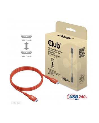 Club 3D Kabel Usb Club3D 2 Typ C Pd 240W / 480Mb 4M St/St Retail