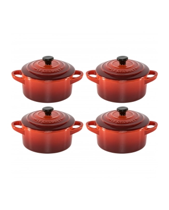 Le Creuset Stoneware Set of 4 petite Casseroles 10x5cm volcan.