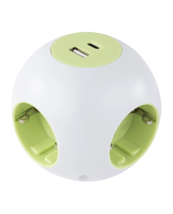 REV PowerGlobe Steckdosenwürfel 4-fach USB biały-gr.1,4m015408112