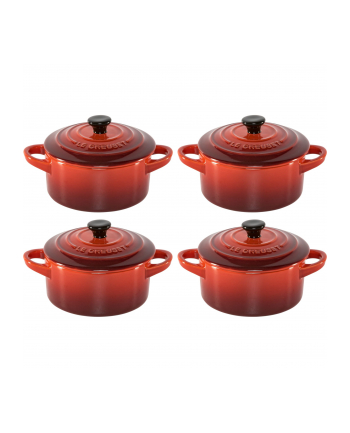 Le Creuset Stoneware Set of 4 petite Casseroles 10x5cm volcan.